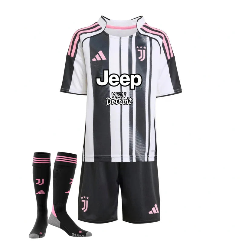 25/26 Juventus Kids Home Kit – Shirt, Shorts & Socks