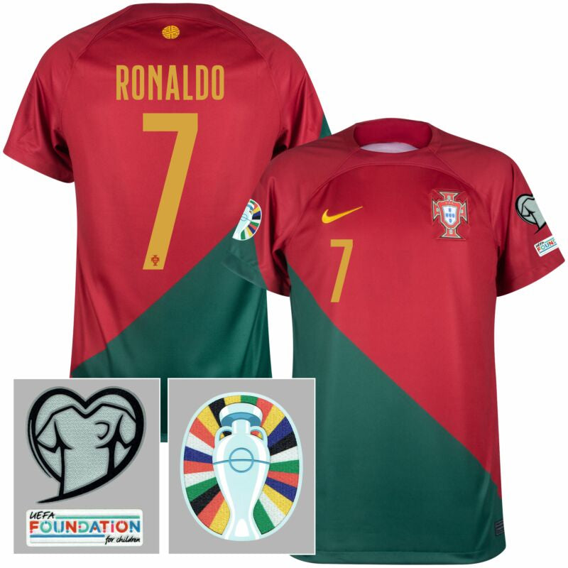 22/23 Portugal Home Jersey – Ronaldo #7 – Euro 2024 Qualifiers Patch