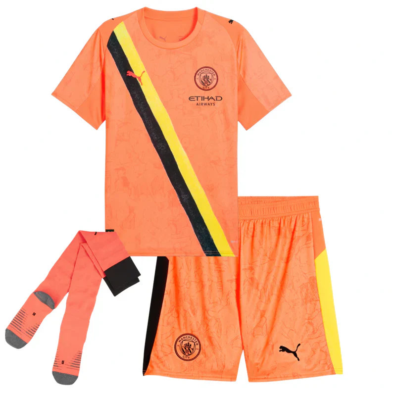 25/26 Manchester City Kids Goalkeeper Kit – Shirt, Shorts & Socks