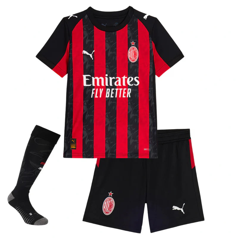 25/26 AC Milan Kids Home Kit – Shirt, Shorts & Socks