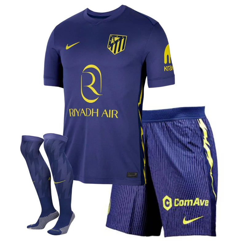 25/26 Atletico de Madrid Kids Away Kit – Shirt, Shorts & Socks
